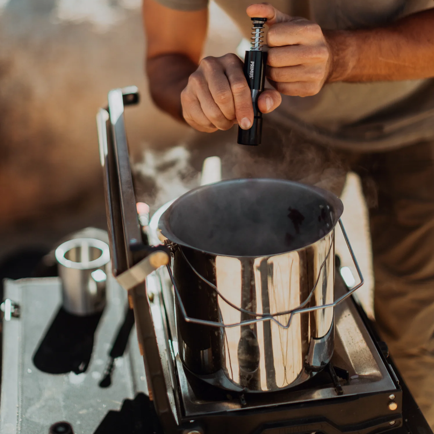 PRIMUS Campfire 5L Stainless Steel Pot – Large Camping Cooking Pot, Open Fire & Stove Compatible, Durable 18/8 Steel Stock Pot with Lid & Handle for Outdoor Cooking