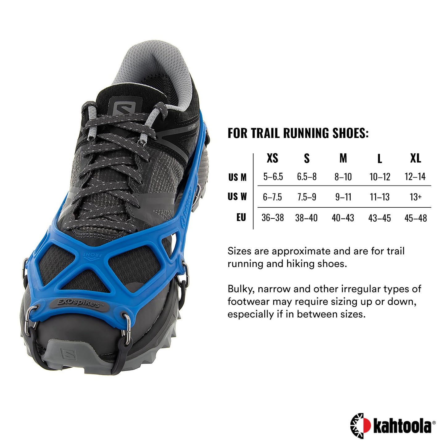 Kahtoola EXOspikes Footwear Traction for Winter Hiking & Running in Snow, Ice & Rocky Terrain