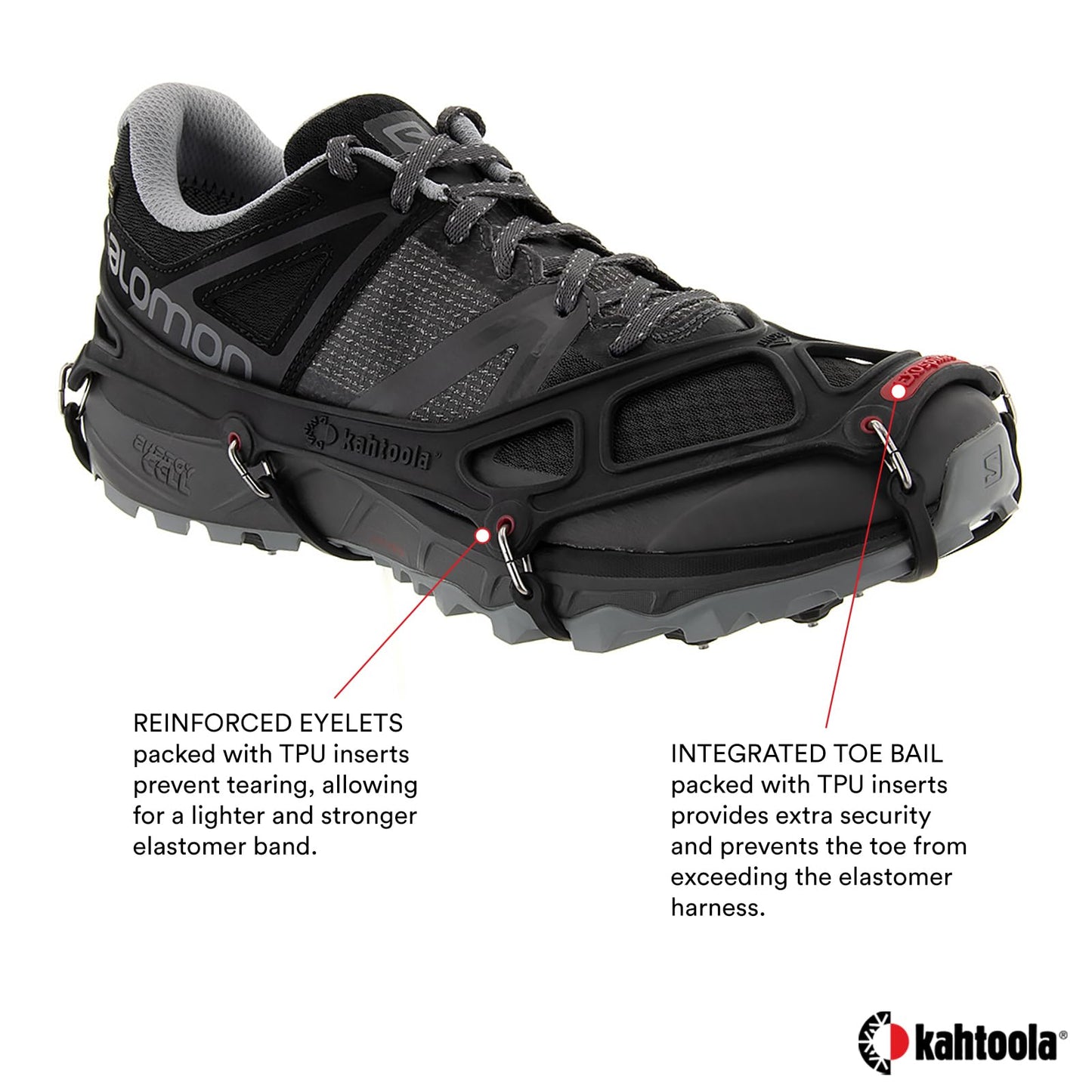 Kahtoola EXOspikes Footwear Traction for Winter Hiking & Running in Snow, Ice & Rocky Terrain