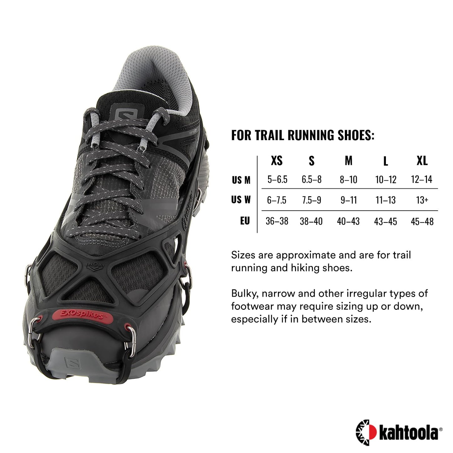 Kahtoola EXOspikes Footwear Traction for Winter Hiking & Running in Snow, Ice & Rocky Terrain