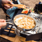 PRIMUS Campfire 25cm Stainless Steel Frying Pan – Large Camping Skillet, Open Fire & Stove Compatible, Durable 18/8 Steel with Aluminum Base & Foldable Handle