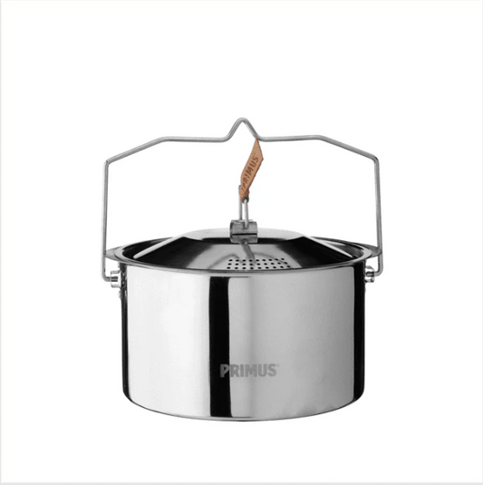 PRIMUS Campfire 3L Stainless Steel Pot – Compact Camping Cooking Pot, Open Fire & Stove Compatible, Durable 18/8 Steel Stock Pot with Lid & Handle