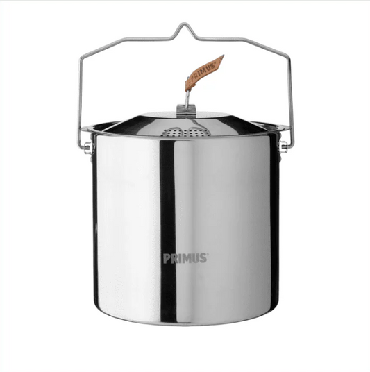 PRIMUS Campfire 5L Stainless Steel Pot – Large Camping Cooking Pot, Open Fire & Stove Compatible, Durable 18/8 Steel Stock Pot with Lid & Handle for Outdoor Cooking