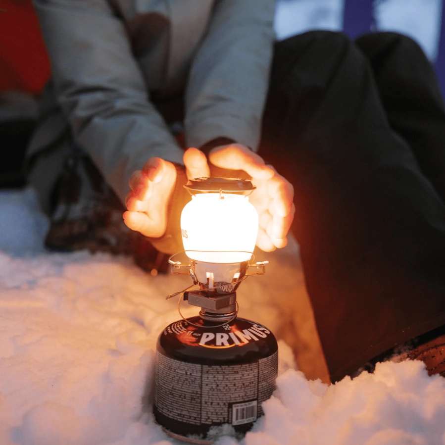 PRIMUS EasyLight Gas Lantern – 490 Lumens Powerful Camping Lantern, Piezo Ignition Adjustable Brightness, Compact Backpacking Light with Glass Globe & Carry Case