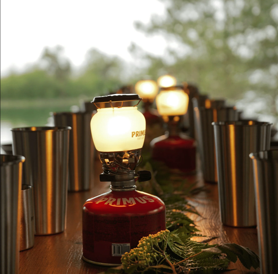 PRIMUS EasyLight Gas Lantern – 490 Lumens Powerful Camping Lantern, Piezo Ignition Adjustable Brightness, Compact Backpacking Light with Glass Globe & Carry Case