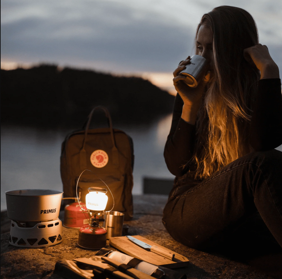 PRIMUS EasyLight Gas Lantern – 490 Lumens Powerful Camping Lantern, Piezo Ignition Adjustable Brightness, Compact Backpacking Light with Glass Globe & Carry Case